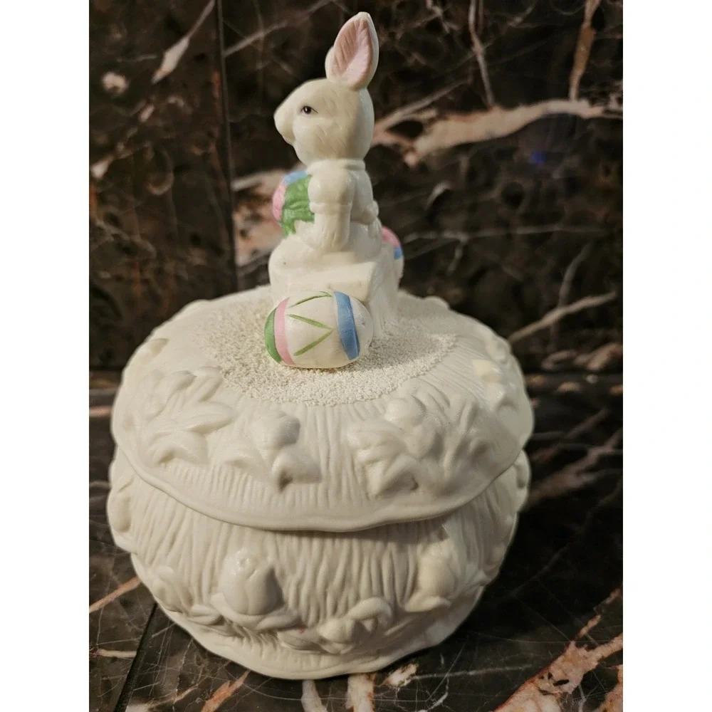 Vintage Covered Candy Bowl Centerpiece Easter Spring Decoration 7